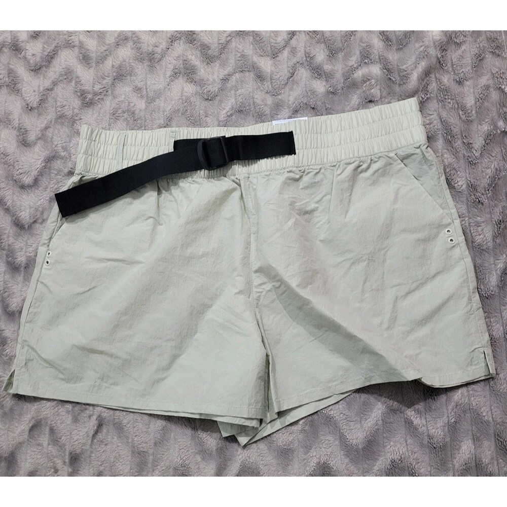 FLX Womens Mint Green Crinkle Active Outdoor Recycled Nylon Buckle Shorts NWT